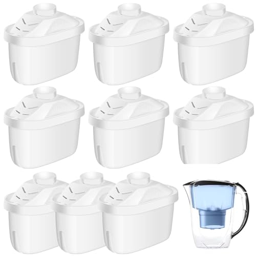 Tujoe 9 Pcs Alkaline Water Filter Replacement Alkaline Water Pitcher Replacement Cartridge for Healthy Drink 7 Stage Filtration System to Purify