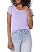 Amazon Essentials Women's Slim-Fit Cap-Sleeve Scoop Neck T-Shirt, Pack of 2, White/Lavender, Large
