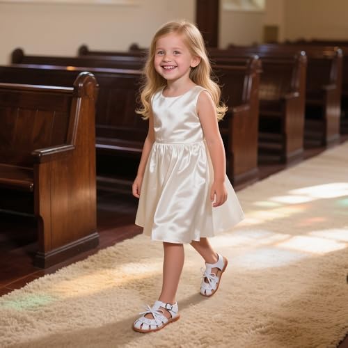 Image of Flaryzone Girls Sandals Closed Toe Summer Flats Dress Sandals Shoes Toddler /Little Kid