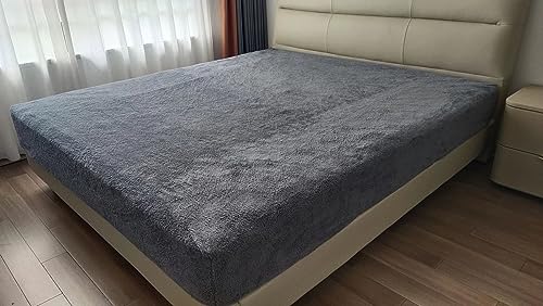 John Aird Teddy Fleece Fitted Bed Sheet Sort Warm Fluffy Thermal Bedding (Grey Double)