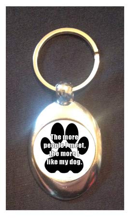 DottsMusicThe More People I Meet, The More I Like My Dog - Pet/Dogs Lovers Shopping Trolley Keyring - Token (£1 Coin)