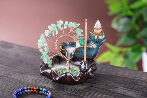 Jovivi-Backflow-Incense-Burner-Ceramic-Incense-Waterfall-Natural-Green-Aventurine-Healing-Crystal-Money-Tree-Incense-Holder-for-Wealth-Good-Luck-Yoga-Meditation-Home-Decor