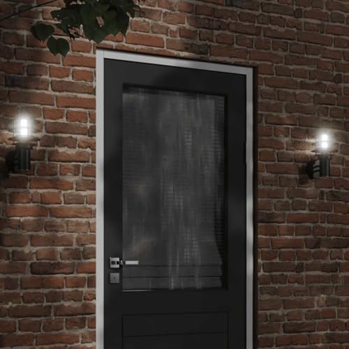 QUAHEAS Lámpara de pared exterior negra de acero inoxidable con grado de protección IP44, 15,5 x 15,5 x 28 cm, casquillo E27 hasta 60 W, resistente a la intemperie, para jardín, terraza, balcón