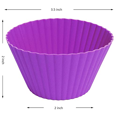 Extra Large Silicone Cupcake Muffin Cups 12 Pack - 3.54 Inch Non-Stick Cupcake And Muffin Liners, Reusable Jumbo Silicone Baking Cups Easy To Clean, Perfect For Cupcake, Muffin, Mousse(Multicolor) #TOP1