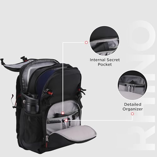 Image of HARISSONS RHINO Laptop Backpack | 30L | Fits 15.6 inch Laptop | 420D PU-Coated Polyester & Vegan Leather | Office, Commute & Travel | Laptop Protection, Trolley Sleeve, Organizer