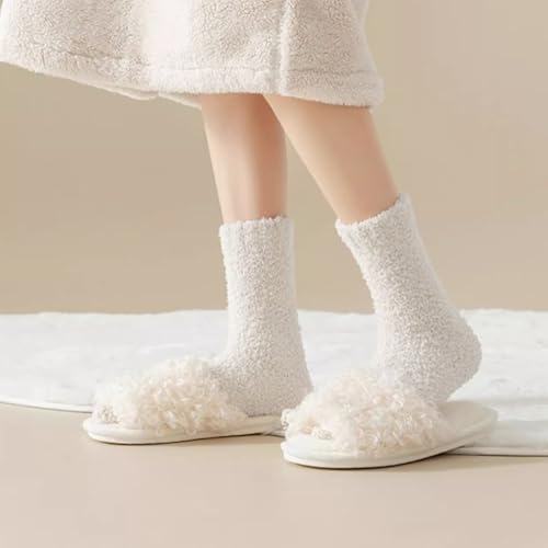 Image of Josnown Fuzzy Socks for Women, Cozy Fluffy Slipper Sleep Socks 5 Pairs
