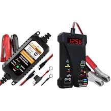 MOTOPOWER MP00205A 12V Battery Charger Maintainer with MP0514A 12V Battery Tester Voltmeter