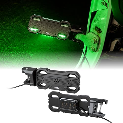 JOYTUTUS CNC Foot Pegs Doors Off with 7 Lighting Modes Compatible with 2007-2025 Wrangler JK JL & Gladiator JT Exterior Door Hinge Foot Rest Pedals Footrests