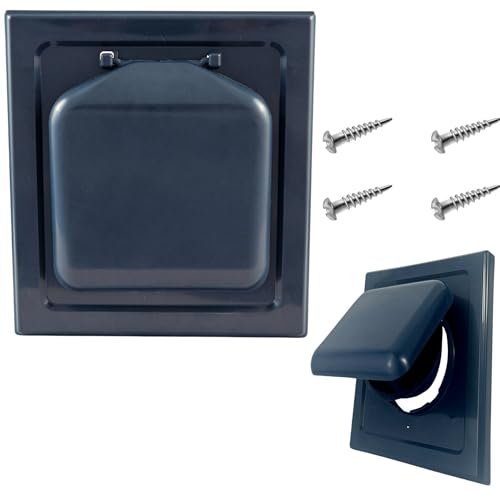 Image of NO-PEST VENT Dual Door Dryer Vent Cover 4 Inch Outdoor, Made in USA, Highest UV-Resistant Plastic, No Lint-Collecting Screen (Deep Ocean Blue, 4 inch Plastic Vent No Collar)
