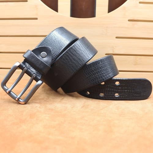 Unisex Embossed Belt – Heavy Duty Full Grain Leather, Vintage Distressed Double Prong & Holes Waist Strap3