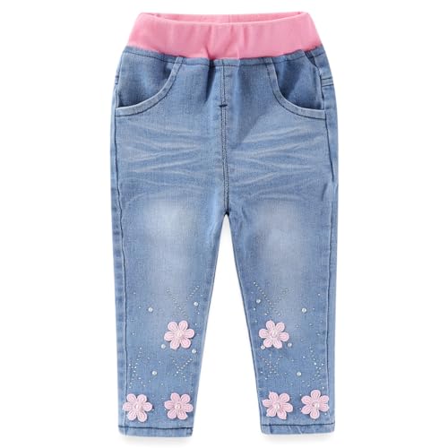 Image of Peacolate 6M-4Years Spring Fall Baby Girls Clothing Set 3pcs Long Sleeve Dress Denim Jacket and Jeans