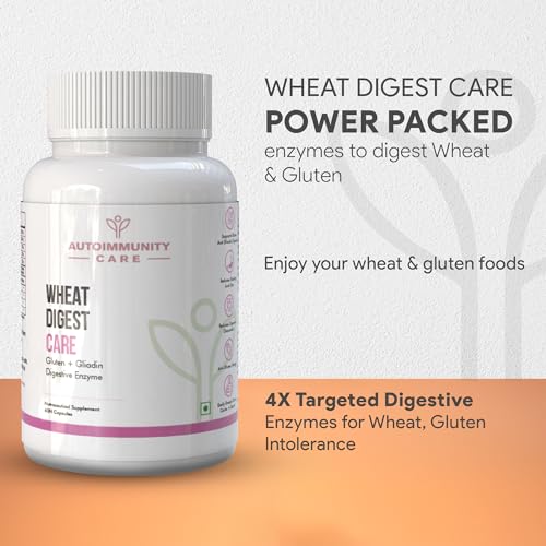 Image of Autoimmunity Care Wheat Digest Care |Wheat Gluten Digestive Enzyme Supplement for Wheat & Gluten |Helps Digest Wheat, Maida & Grains |Digestive Enzymes for Bloating, Gas & Gut Health | 60 Caps & Doses