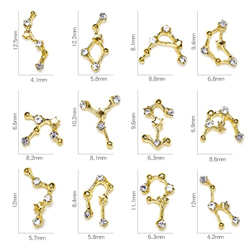 RUNRAYAY 24Pcs 3D Constellations Nail Art Charms with Rhinestones - Image 3