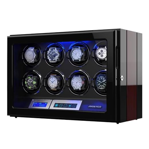 Watch Winder, Wooden Finish with Adjustable [Upgraded] Watch Pillows, 8 Winding Spaces Watch Winders for Automatic Watches, Built-in Illumination
