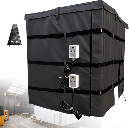 GAYAYAS Manta calefactora eléctrica para bidones IBC de 1000 l, con Pantalla Digital y Control Inteligente de Temperatura. para bidones IBC de plástico Black