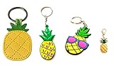 Pineapple Lover's Keychain Bag Charm Gift Set - Leather Pineapple - Soft Rubber Pineapple - PVC...