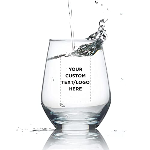 Custom Silica Stemless Wine Glasses 12 Oz. Set Of 10, Personalized Bulk Pack - Restaurant Glassware, Perfect For Red Wine, White Wine, Cocktails - Clear #TOP5