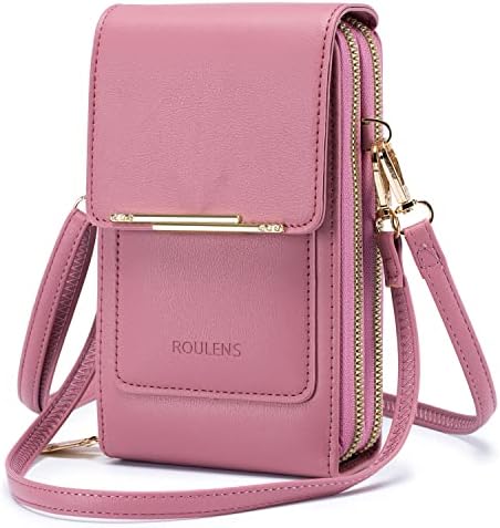 Roulens Touch Screen Phone Bag,PU Leather Womens Phone Bag Purse,Small Clear Window Touchscreen Cross Body Shoulder Bag with Long Strap & Short Hand Strap - Fit Phone Less 6.5 Inch