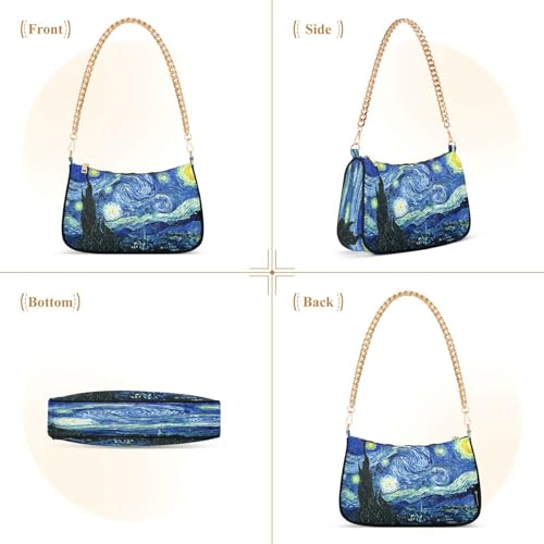 Shoulder Bags for Women Vincent Van Gogh Starry Night Hobo Tote Handbag Small Clutch Purse with Zipper Closure2