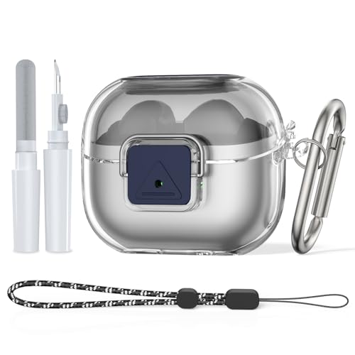TUDIOW for Galaxy Buds 3 FE (2025) & Buds 3 Pro & Galaxy Buds 3 Clear Case Cover with Secure Lock Shockproof Protective for Samsung Galaxy Buds3 & 3Pro with Cleaning Kit& Keychain (Clear)