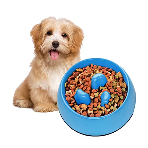 Flexzion Slow Feeder Dog Bowl Interactive Dog Puzzle Bowl, Anti-Choke, Non-Slip Slow Eating Dog Bowl Fun Pet Feeder Anti-Bloat Maze Bowl Dishwasher Safe Easy To Clean (1.5-4 Cups Capacity) Blue #TOP22
