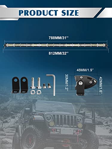 Mayello 30 Inch Led Light Bar Spot Flood Combo Beam Slim Single Row Led Driving Lamp Off Road Lights Led Work Light For Trucks Pickup Car Atv Utv Suv Bumper #TOP2