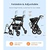 VOCIC Walkers for Seniors, Z55 2 in 1 Walker Wheelchair Combo, No-Bend Footrest, Rollator with 10 All Terrain Big Wheels, Transport Wheelchair Foldable, Rollator with Seat & Brakes, Storage Bag