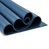 Yoga-Mad Warrior II Yoga Mat | 183cm x 61cm x 4mm | Non Slip Lightweight Exercise Mat | Perfect for Pilates, Yoga, Stretching, Home Workouts and General Fitness (Dark Blue)