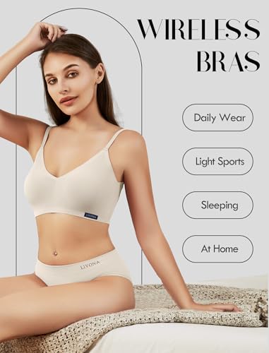 Image of Livona Lace Bralette for Women - Comfort Sports Bra Wireless Padded Bralette with Support Workout Tops Cami Crop S-XXL
