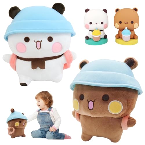 SKIKHN Bubu Dudu Peluche - 2 Piezas + 2 Figuritas Tambaleantes - Animal de Peluche - Regalo de Cumpleaños para Niños y Niñas