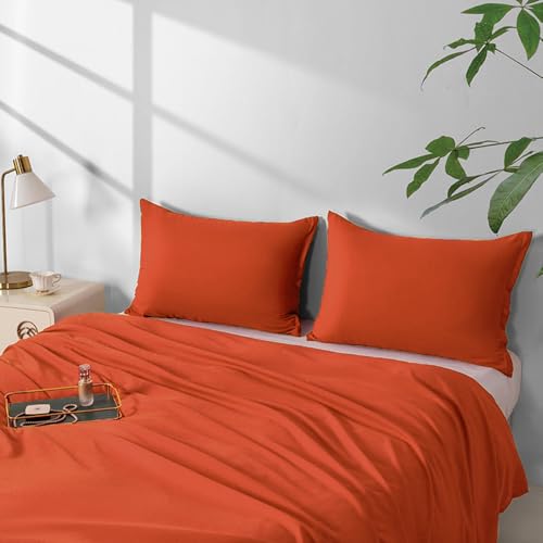 Image of 2 Pack Microfiber Standard Size Zipper Pillowcases,Orange Red Pillow Case Set of 2,Soft Comfortable Not Shrink Pillow Cases Standard,Breathable Luxury Pillow Covers(20x26 Inches)