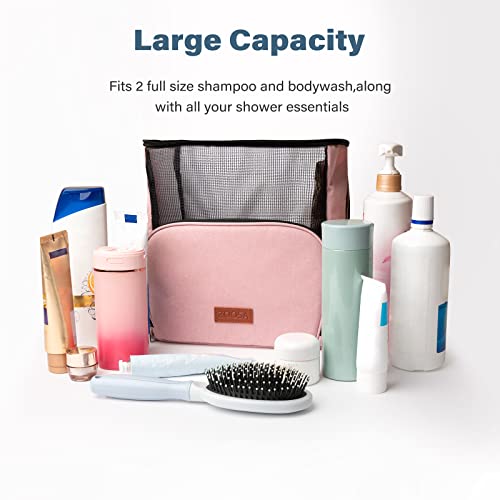Zoosa Gym Shower Bag, Portable Mesh Shower Caddy Bag With Phone Pocket For Dorm, Full Size Bottle Compatible, 2022 Upgraded Hanging Travel Shower Bag #TOP4