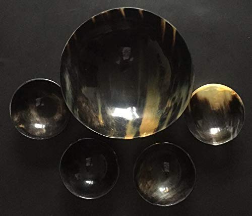 set of 5 Horn Bowls Viking Norse Medieval Reenactment|HORN BOWLs| Hand Crafted Serving Horn Bowl Set of 1 Large Bowl With 4 Small Bowls gift for mother,sister, girlfriend, relatives, christmas gift