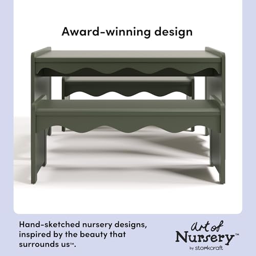 Image of Storkcraft Casablanca Montessori Indoor Kids Table & Bench Set, Olive