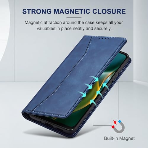 Image of Jasonyu Flip Wallet Case for Moto G 5G (2025),Blue