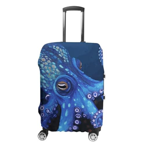 Blue Octopus Luggage Cover, Washable Elastic Suitcase Cover Protector Fit 18-32 Inch Luggage
