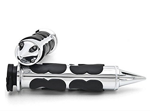 TESWNE Motorcycle Aluminum Chrome Hand Grips Custom Handlebar Fits for Suzuki Kawasaki Yamaha Honda with 1 inch Throttle Grips