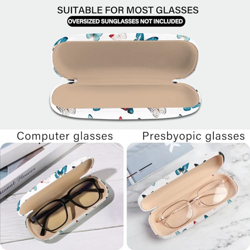 Image of Eyeglasses Case Hard Shell Protective Case for Glasses Eyeglass Box with Cleaning Cloth for Girls Women Cute Aesthetic