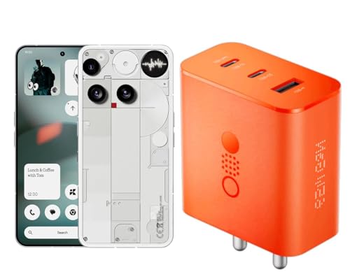 Image of Mudo CMF 65W Gan Trio Charger Adapter | 3 Port USB Type C To A Fast Wall Charging Adaptor Compatible With CMF Phone 1 /2A Plus /2A /2 /Phone 3A & Specially For Phone 3 /Samsung Galaxy S24 Ultra (Orange)