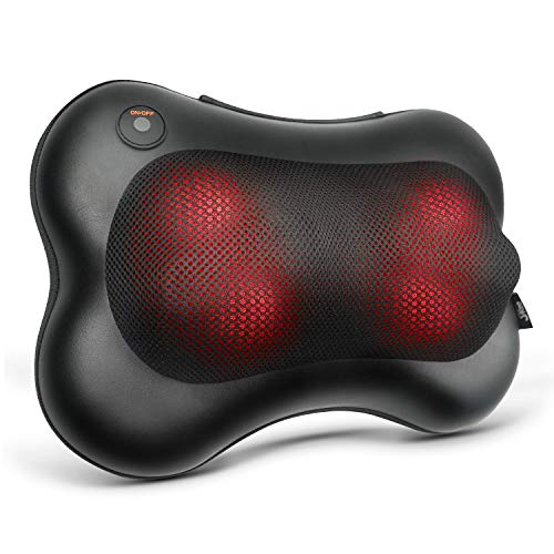 SAROO Back Massager with Heat, Shiatsu Neck and Back Massager, Shoulder Massager for Back Pain Relief, Electric Deep Tissue Kneading Massage Pillow for Home, Office, & Car Use