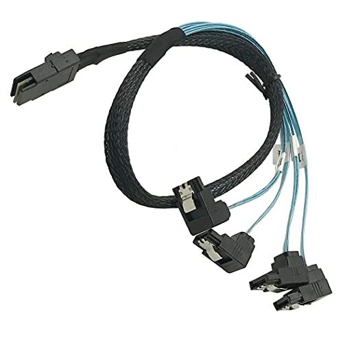 Seadream 1.64Ft Internal Mini Sas 36Pin (Sff-8087) Male W/Latch To Sata 7Pin Right Angle Female (X4) Forward Breakout Cable,12Gbs Flexbile (1.64Ft Sata 7P Angled) #TOP7