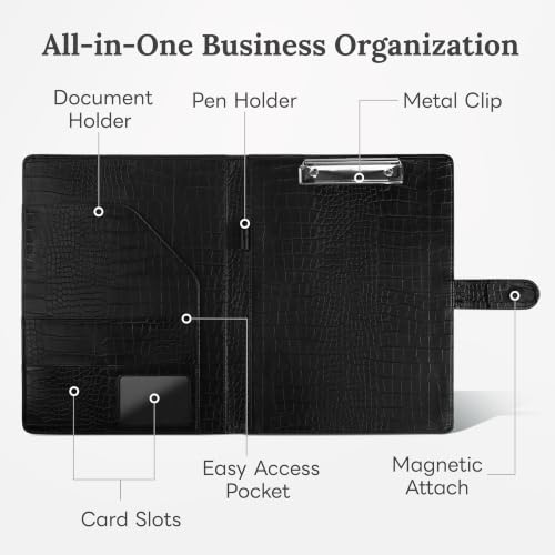 Image of Clipboard Folder Padfolio, Mymazn Writing Portfolio Faux Leather Clipboards with Cover for Legal Pad Holder Letter Size A4 8.5 x 12 for Business Conference Notepad Clip Boards