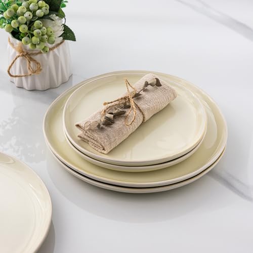 Image of AmorArc Ceramic Dinnerware Sets,Handmade Reactive Glaze Stoneware Plates and Bowls Sets,Highly Scratch Resistant | Dishwasher & Microwave Safe Dishes Set,Service for 4 (12pc)