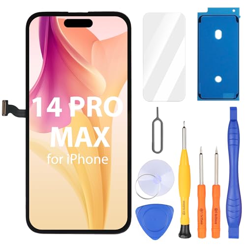 Ayake for iPhone 14 Pro Max Screen Replacement, 6.7 inch FHD LCD Display and Touch Digitizer Screen, True Tone Programmable, Face ID Remains (for A2651, A2893, A2896, A2895, A2894)