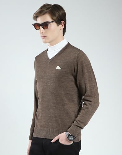 Image of Monte Carlo Men's Regular Fit Pullover | Solid V Neck Style | Full Sleeves Pull On | Warm & Stylish Winter Fashion Sweater | Winter Sweater for Men's
