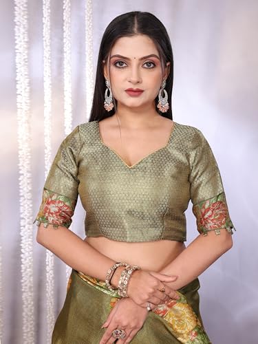 Image of SWORNOF Gold-Toned Woven Design Silk Zari Tissue Saree | Saree for Women | Soft and Skin Friendly