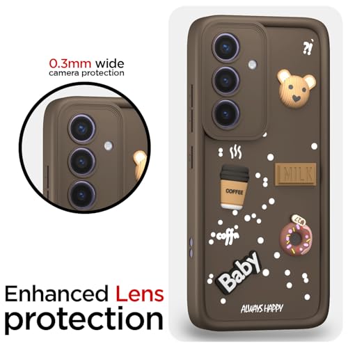 Image of Outlouders Back Cover for Samsung Galaxy S24 FE 5G | Cute Fun Cartoon 3D Bear Silicone | Full Body Protection Bumper Case (Brown)