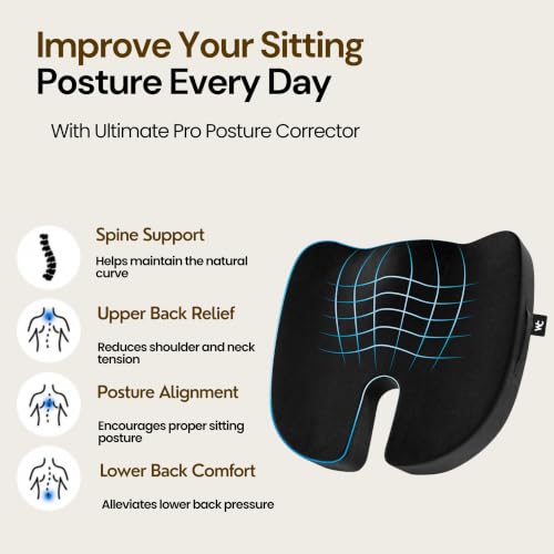 Image of Wonder Care Orthopedic Coccyx Cusion | High Density Memory Foam for Back Pain, Sciatica, Tailbone Relief | 2 Years Warranty (Velvet Cover, 120Kg)