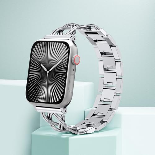 Image of TOYOUTHS Dressy Bracelet Compatible with Apple Watch Bands 38 /40 /41 /42 /44 /45 /46 /49mm Women, Celtic Stainless Steel Metal Fancy Nice Pretty Strap for iWatch Series 11 10 9 8 7 6 5 4 Ultra /SE 3 2 1