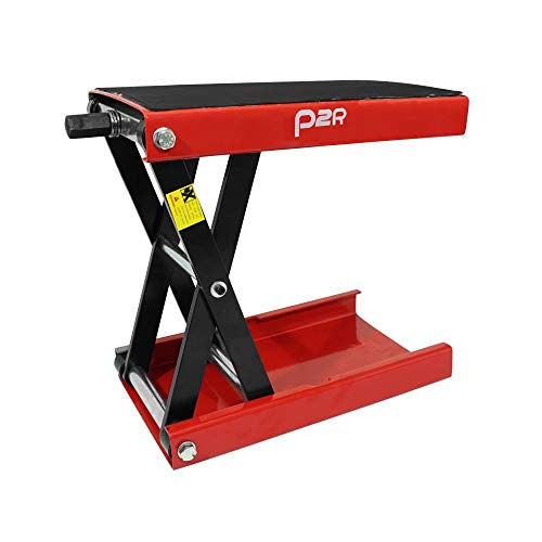 Lève-pont moto P2R mécanique en acier rouge pour un entretien stable de votre deux-roues